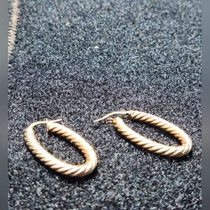 14K gold twisted hoop earrings